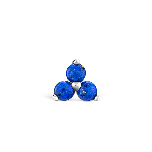 LARGE LAPIS TRINITY THREADED STUD in White Gold