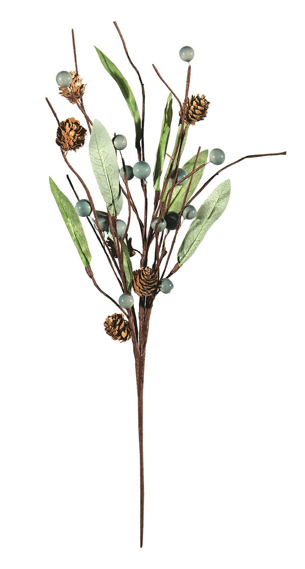 SAGE LEAF SPRAY WITH CONES AND BERRIES