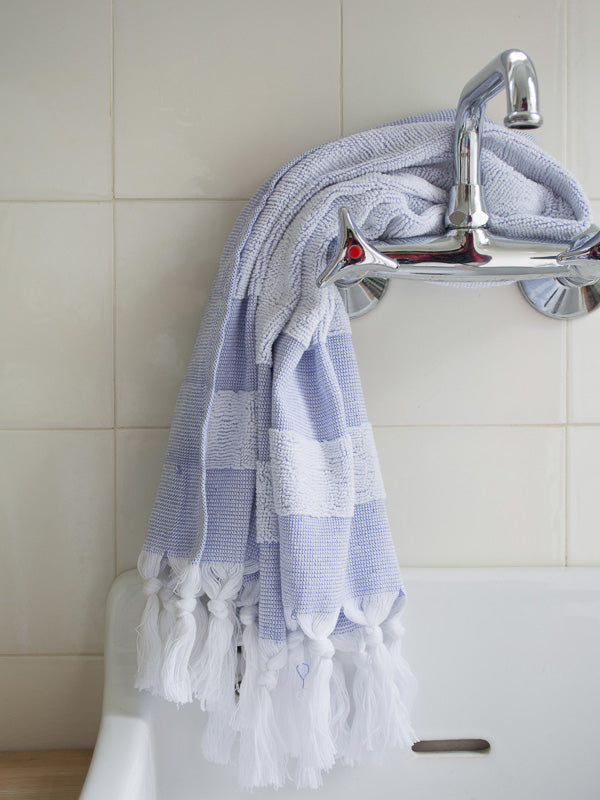 SMALL HAMMAM TOWEL WITH TERRY CLOTH PARLIAMENT BLUE