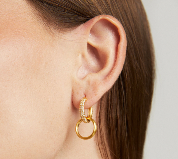 SIGNATURE DROP HOOP Gold with Pave