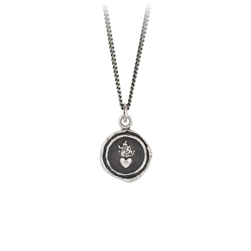 STERLING SILVER TALISMAN NECKLACE - FLAMING HEART