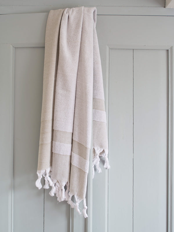 HAMMAM TOWEL WITH TERRY CLOTH OLIVE GREEN