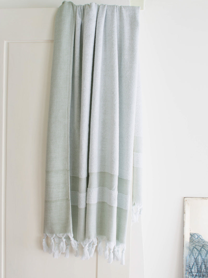 HAMMAM TOWEL WITH TERRY CLOTH SAGE