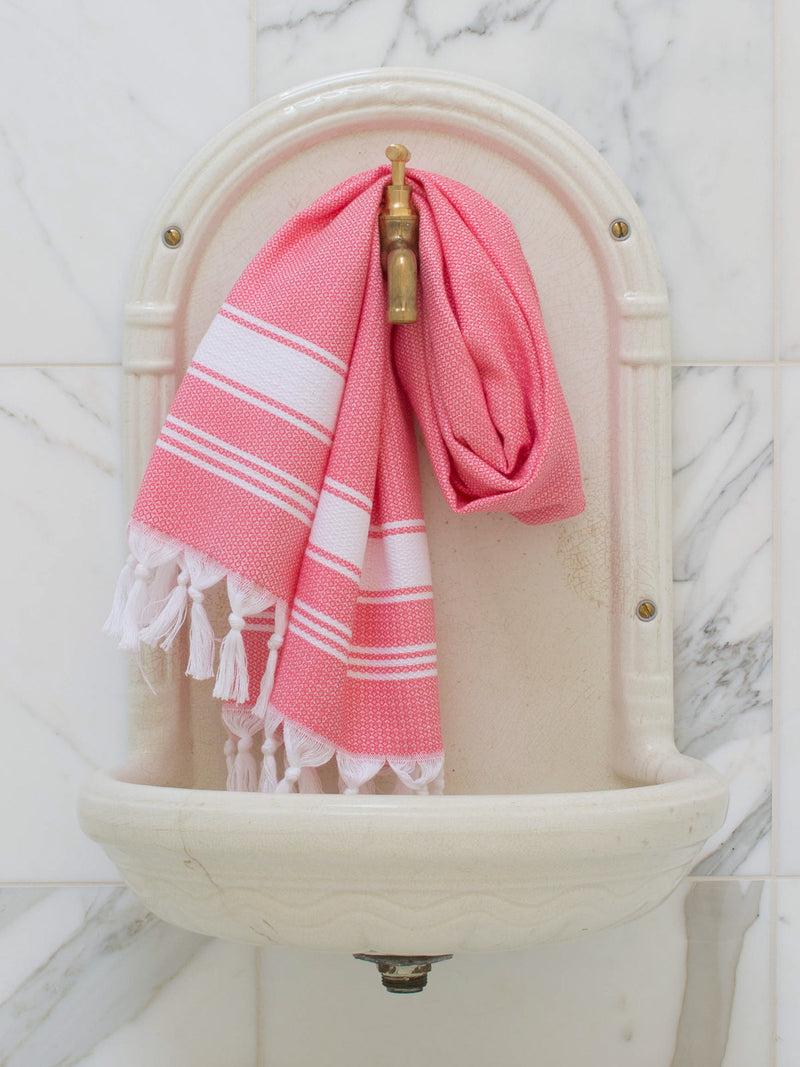 SMALL HONEYCOMB TOWEL CANDY PINK/WHITE