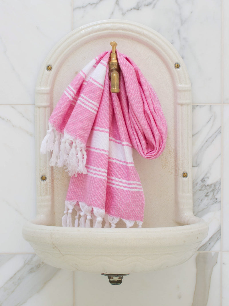 SMALL HONEYCOMB TOWEL SORBET PINK/WHITE