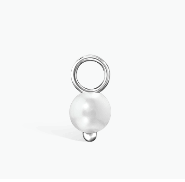 3mm PEARL CHARM in White Gold