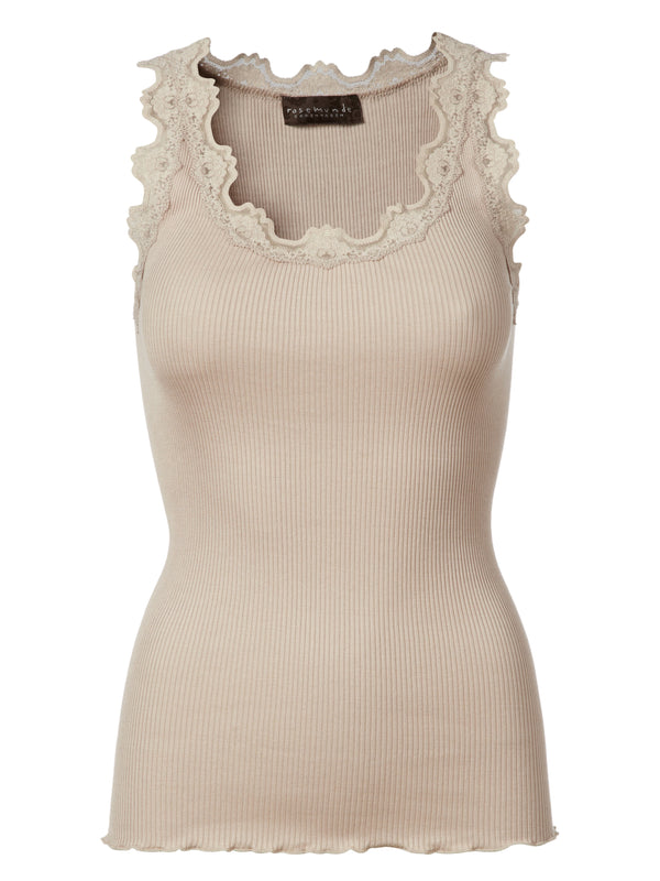 BABETTE CLASSIC SILK TOP WITH LACE - CACAO