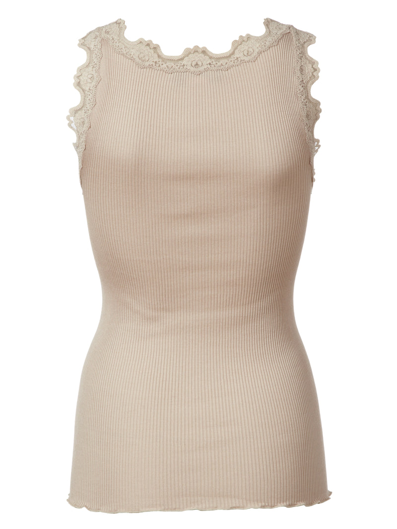 BABETTE CLASSIC SILK TOP WITH LACE - CACAO