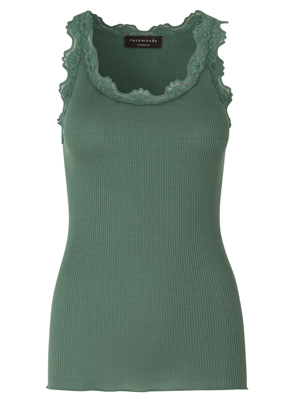 BABETTE CLASSIC SILK TOP WITH LACE - SEA GREEN