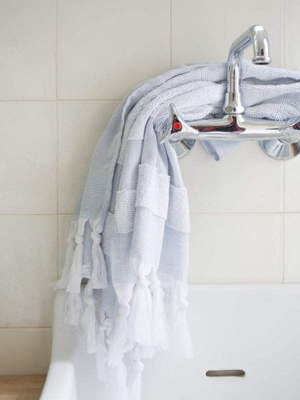 SMALL HAMMAM TOWEL WITH TERRY CLOTH GREY