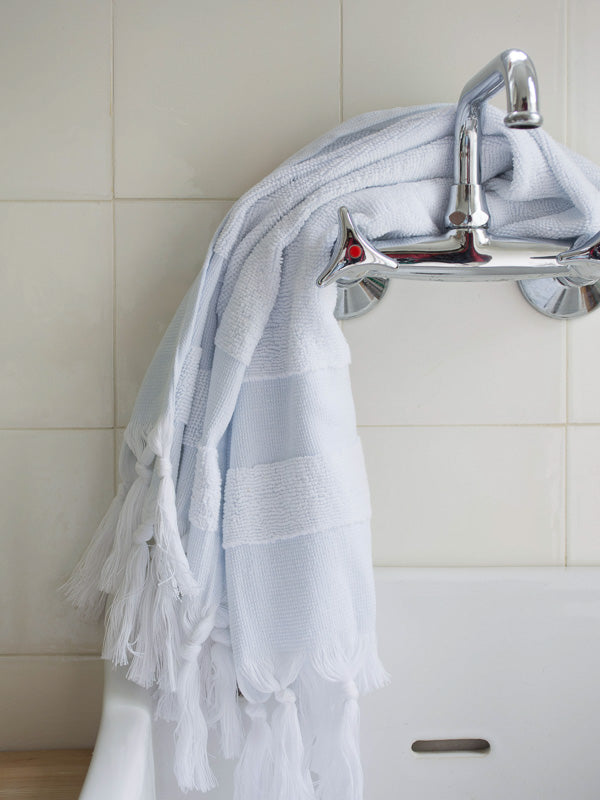 SMALL HAMMAM TOWEL WITH TERRY CLOTH LIGHT BLUE
