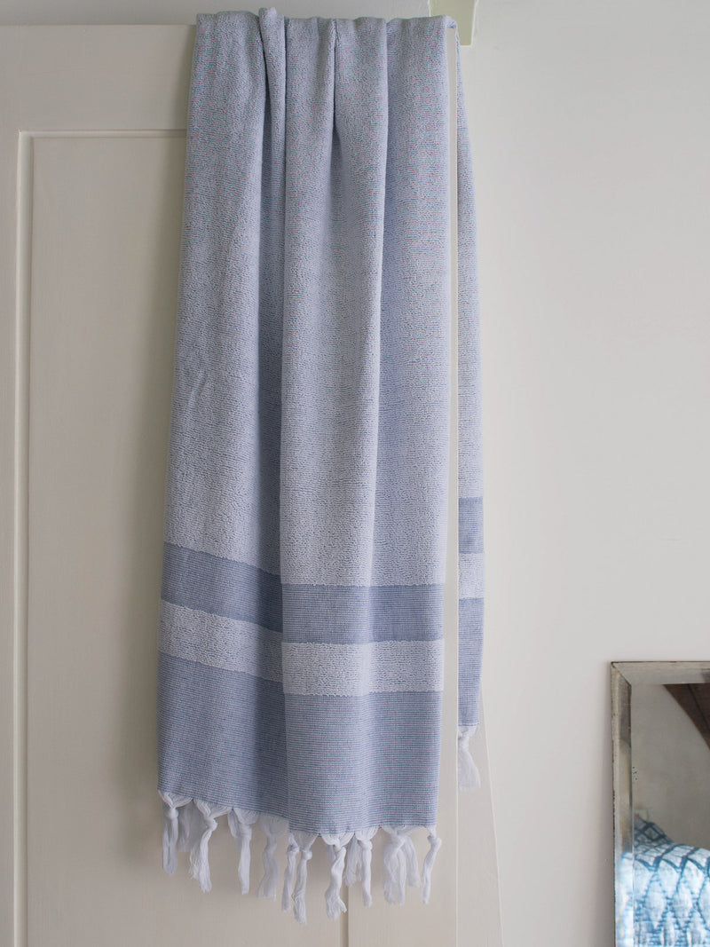 HAMMAM TOWEL WITH TERRY CLOTH NAVY BLUE