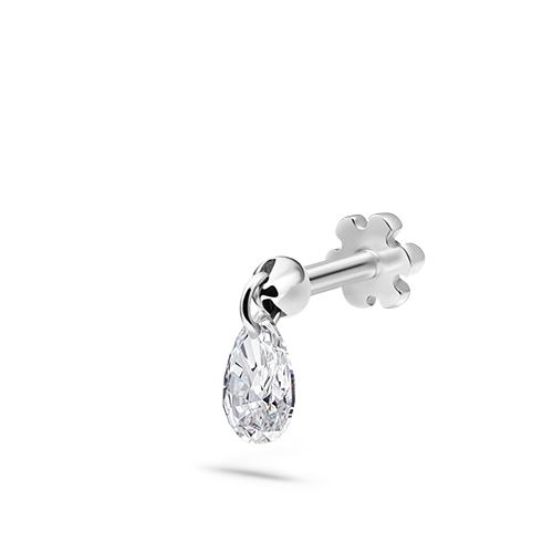 4mm FLOATING PEAR DIAMOND Threaded CHARM in White Gold